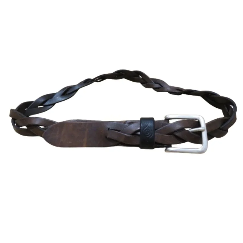 PHANTASMAGORIA LEATHER Dylan Braided Leather Belt in Dark Brown Western Size 38